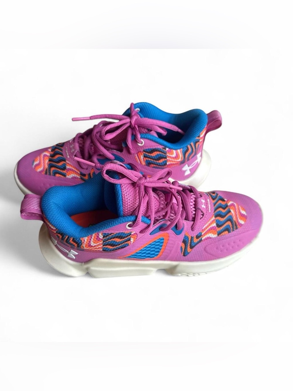 Under Armour Women’s Pink & Blue Zigzag Pattern Running Shoes